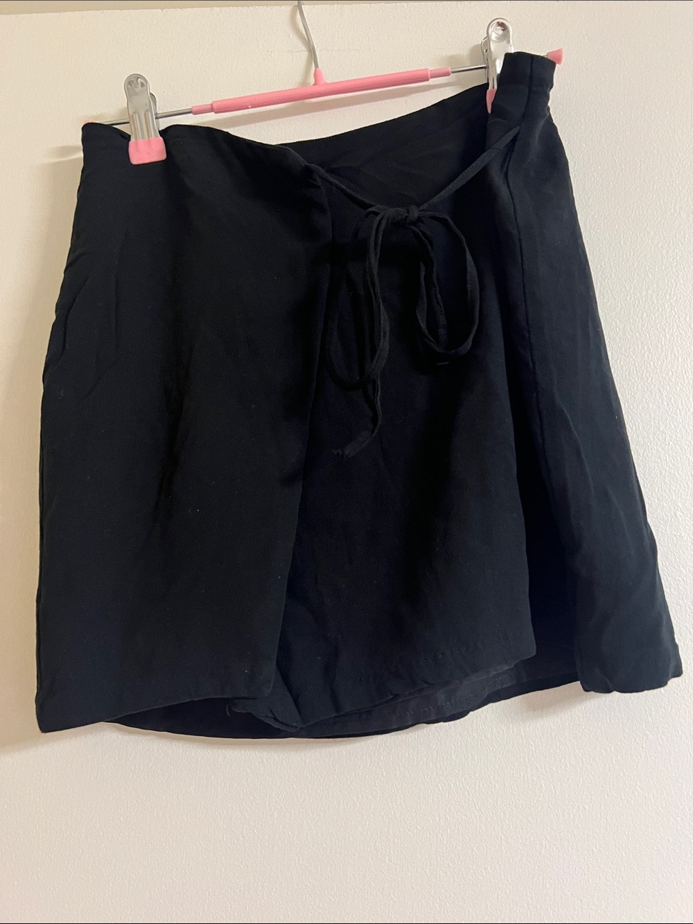 OAK + FORT Black Mini Wrap Skirt with Drawstring